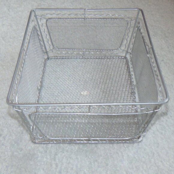 Silvertone Wire Mesh Decorative Rectangle Basket - Picture 3 of 16